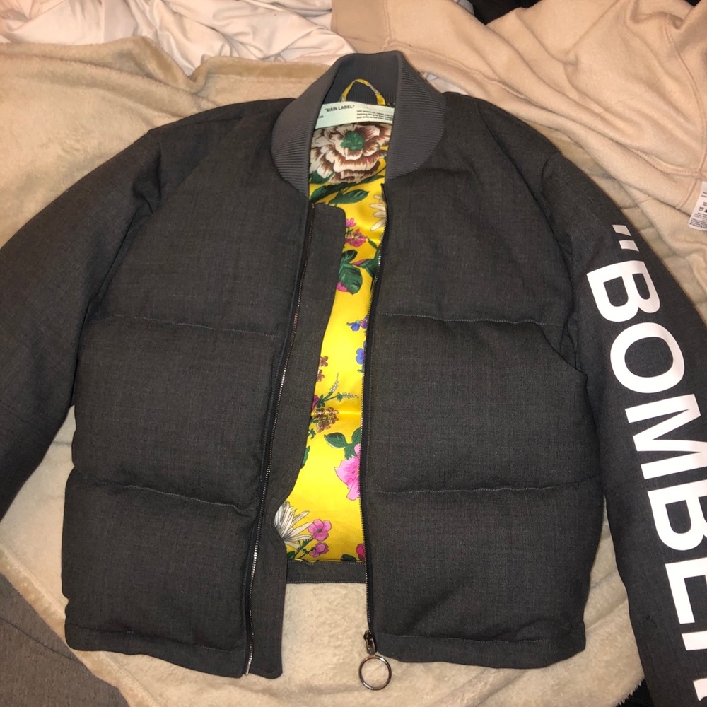 Off White charcoal grey Bomber jacket.